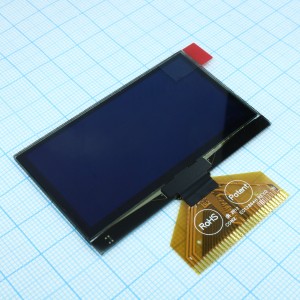 WEO012864HLPP3N00000, OLED 2.42" графический, 128х64, COG без рамки, желтый,  интерф. 6800, 8080, SPI,  контроллер SSD1309ZC, VDD 3В, -40 ... -80 С