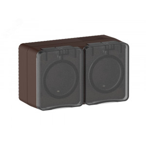 AtlasDesign PROFI IP54 О/У РОЗЕТКА двойная с з/к со шторками 16А, КОРИЧНЕВЫЙ ATN546026