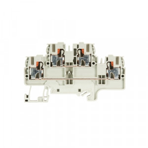 Этажная клемма WTP 2,5/4 E, Этажная клемма, 2 этажа, тип фиксации провода: Push-in, номинальное сечение: 2,5/4 мм кв., 24A, 500V, ширина: 5 мм, цвет: серый, тип монтажа: DIN35