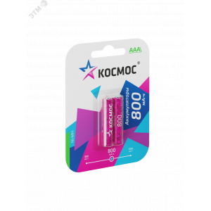 Аккумулятор AAA/R03 800мА.ч Ni-MH (блист.2шт) КОСМОС KOCR03NIMH(800MAH)