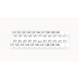 Маркировка (в кассетах) ZK5-24P-19-23Z(H), Кассета с маркировочными шильдиками, для клемм сечением 2,5 мм.кв., боковая, 24 шильдика, нанесенные символы: 121...130 + 2 чист, 2 ряда с вертикальным расположением, размер шильдика: 4,6 х 5 мм, цвет: белый