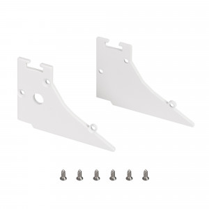 Заглушка FANTOM-W45-BEVEL WHITE 039954, Комплект заглушек для профиля FANTOM-W45-BEVEL. Материл - алюминий. Цвет - белый. В комплекте 2 заглушки (левая с отверстием - 1 шт., правая без отверстия - 1 шт.) и 6 шурупов. Цена за комплект.