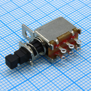 PS22F68B-250G-G, Переключатель кнопочный OFF-ON, 0.3 А, на панель, под пайку