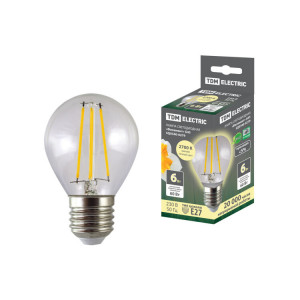 Лампа светодиодная "Филамент" G45-6 Вт-230 В-2700 К–E27 SQ0340-0279
