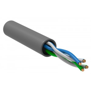 Кабель витая пара U/UTP кат.5E 2х2х24AWG solid CCA PVC сер. (м) BC1-C5E02-111-305-G