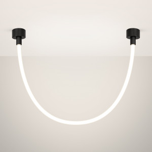 Светильник SP-TROPIC-SURFACE-R18-L1200-18W Day4000 (BK, 360 deg, 230V) 043393, Подвесной светильник. Мощность 18 Вт, св. поток 1160 лм, 64 лм/Вт, дневной 4000 K, CRI>90, угол 360°, напряжение питания 230 В. Черный круглый корпус из стали, силиконовая герметичная лента, степень защиты IP20. Размер: общая высота чаши 85 мм, высота чаш