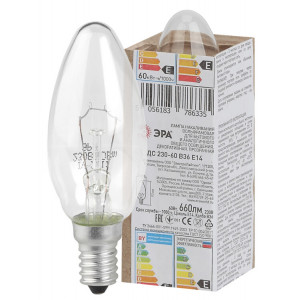 ДС (B36) свечка 60Вт 230В Е14 в гофре (100/6000) Б0039126