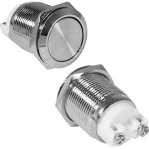 GQ19SF-10Z/N OFF-ON, Антивандальная кнопка металлическая с фиксацией, посадочная резьба М19, контакты под винт