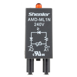 Модуль AMD-ML1N 240V, Модуль для реле, 240VAC/DC, красный светодиод, варистор, цвет: черный, для колодок: SRU, SKF14, SKC, SKB, STB, SRC*-E, SRB, GZT, GZM, GZS, GZMB, ES32