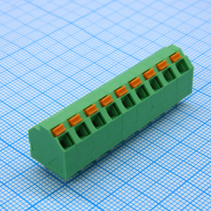 DG246-5.08-09P-14-00A(H), Нажимной безвинтовой клеммный блок 9 контактов. Зажим типа торцевой контакт. Серия DG246