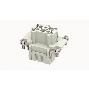 Розеточная контактная вставка DE-006-FS, Розеточная контактная вставка, пружинная фиксация, 6 полюсов + PE, типоразмер 6B, 500V, 16A, сечение обслуживаемых проводников 0,75-2,5 мм кв, тип покрытия контактов: серебро