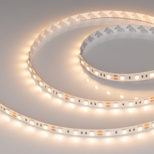 Лента RT-B60-10mm 12V Warm2700 (14.4 W/m, IP20, 5060, 5m) 012349(2), Светодиодная лента RT-B60, открытая. Светодиоды 5060, 60 шт/м (300 шт на 5 м), белая плата, ширина 10 мм, скотч 3M. Цвет ТЁПЛЫЙ 2700 K, цветопередача CRI>85, угол 120°. Питание 12V, мощность 14.4 Вт/м (72 Вт на 5 м). Размеры 5000x10x2.2 мм. Мин. отрезок 5