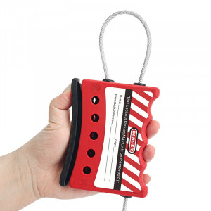 gwrL02CBL15d3, Блокиратор тросовый, стальной трос в ПВХ-оболочке, материал зажима – нейлон, длина троса – 15 м, диаметр троса – 3 мм, цвет – красный, 1 шт/упак