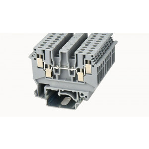 PCDK2.5-01P-11-00Z(H), Проходная клемма, 4 точки подключения, тип фиксации провода: винтовой, номинальное сечение: 2.5 мм кв., 24A, 500V, ширина: 5,2 мм, цвет: серый, зажимная клетка - латунь, винтовая перемычка, тип монтажа: DIN35