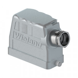 Крышка разъема BAS GOT GG 16HM25 A0, Крышка разъема на кабель, типоразмер 16B, высокое исполнение, без уплотнителя, 1 кабельный ввод M25x1,5, IP54, с боковым расположением, без защелки (упоры под одну защелку), материал корпуса: алюминиевый сплав