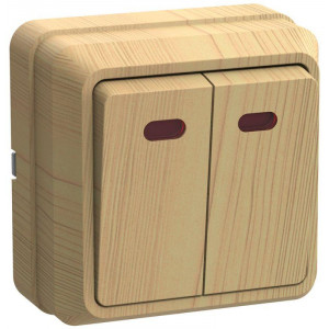 Выключатель 2-кл. ОП Октава 10А IP20 ВС20-2-1-ОС с индикацией сосна EVO21-K03-10-DC