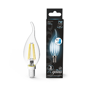 Лампа Gauss LED Filament Candle tailed E14 7W 4100K step dimmable 1/10/50 [104801207-S]