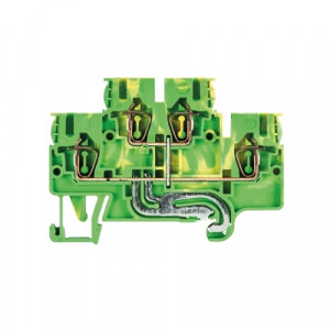 Заземляющая клемма WKFN 2,5 ESL-K, Заземляющая этажная клемма, 2 этажа, тип фиксации провода: пружинный, номинальное сечение: 2,5 мм кв., ширина: 5 мм, цвет: желто-зеленый, тип монтажа: DIN35