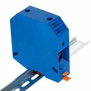 Клемма проходная, винтовой зажим, 2 точки подключения, 150 кв.мм, синяя KRUH-150-BU