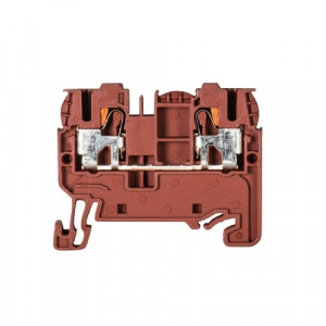 Проходная клемма WTP 2,5/4 OXIDE RED, Проходная клемма, тип фиксации провода: Push-in, номинальное сечение: 2,5/4 мм кв., 32A, 800V, ширина: 5 мм, цвет: коричневый, тип монтажа: DIN35