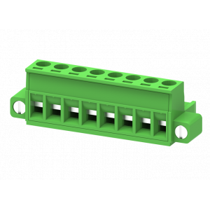 Розеточный разъем на кабель MC-RB5.0H12C-K-0001, Розеточный разъем, прямой, на кабель, шаг: 5.0 мм, 12 полюсов, фиксация провода винтовая, исполнение: с монтажными фланцами, 320V, 18A, цвет: зеленый