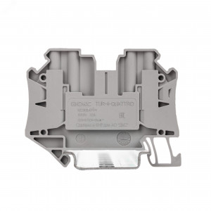 Клемма проходная винтовой зажим 4 точки подключен. 4 кв.мм сер. (уп.60шт) DKC TUR-4-QUATTRO