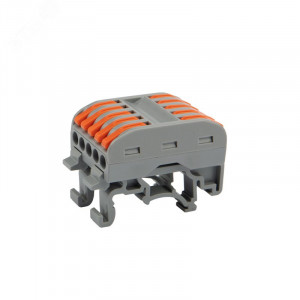 Клемма СМК 222-425D проходная 5-полюсная, с креплением на DIN-рейку (0,08-4 мм2) серая 07-5236