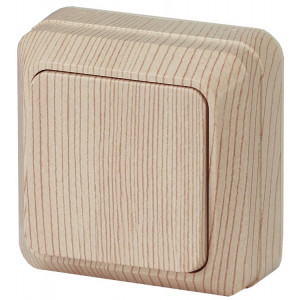 Выключатель Quadro 2-101-11 одноклавишный 10А-250В, IP20, ОУ, сосна Б0053739