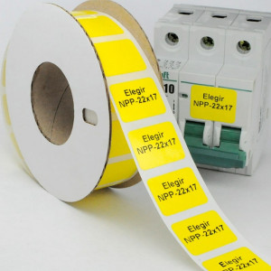 Маркировка прямоугольная NPP-22х17 Y, Маркировочная наклейка, для позиционного обозначения электрооборудования в шкафу и маркировки провода, размер 22х17 мм, цвет желтый, для принтера: RT200, RT230, в упаковке 1400 наклеек