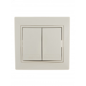 Выключатель 2-кл. СП Mira 10А IP20 со вставкой крем. 701-0303-101