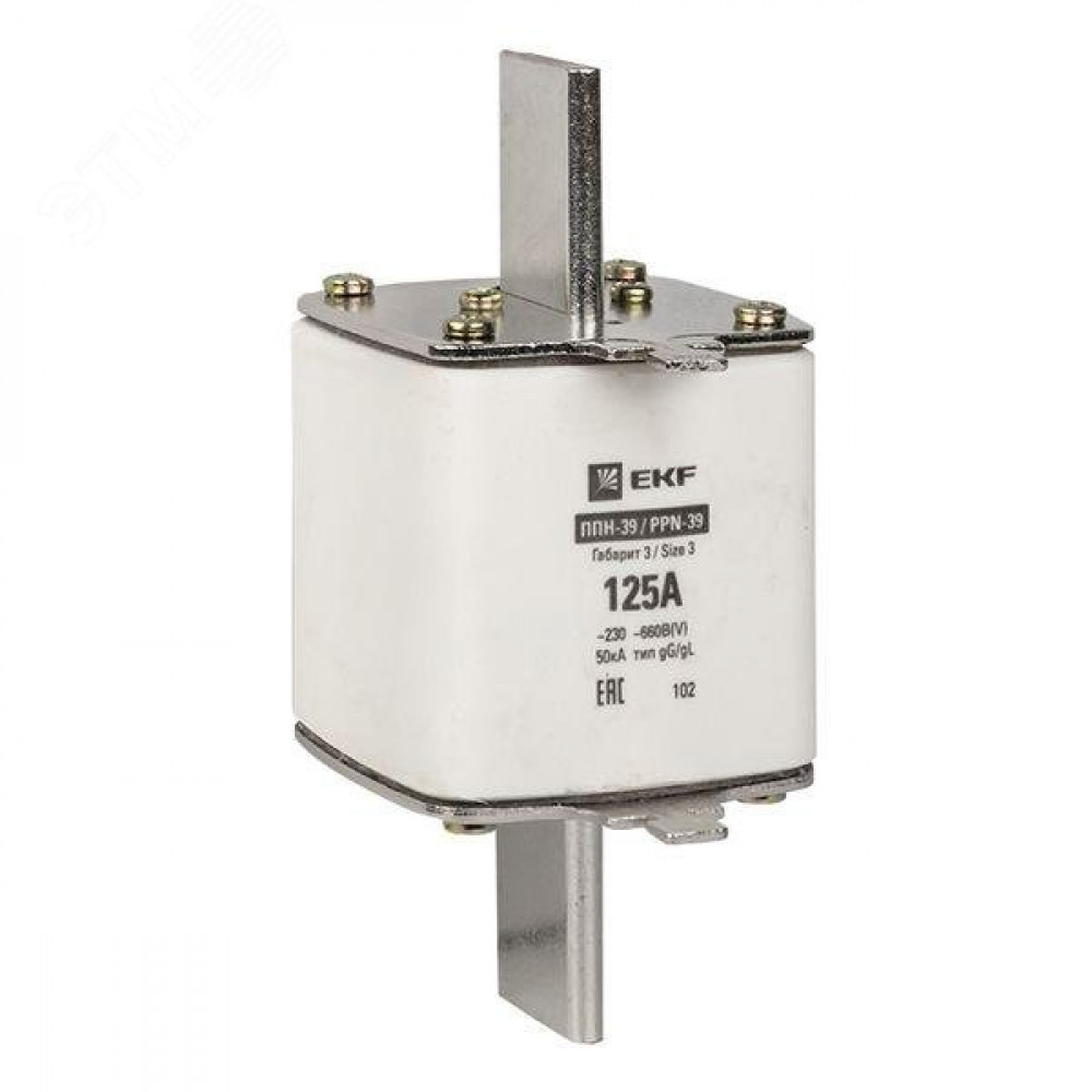 Изображение товара Плавкая вставка ППН-39 630/125А габарит 3 EKF для защиты электросетей