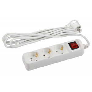 Удлинитель электрический U-3es-5m-3x1.5 с заземлением с выключателем 3 розетки 5м ПВС 3х1.5кв.мм 16А Б0044041