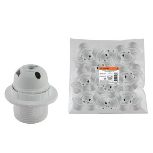 Патрон Е27 с кольцом, термостойкий пластик, белый, Б/Н SQ0335-0031