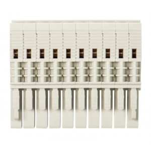 Разъем для клемм WBF 2,5-10, Разъем для клемм WKFN 2,5 F/P/F, 10 полюсов, тип фиксации провода: пружинный, номинальное сечение: 2,5 мм кв., 32A, 500V, шаг: 5 мм, цвет: серый