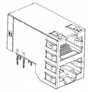 6368168-4, Модульные соединители / соединители Ethernet 2X1 OFFSET MJ,LED (G/Y,G/Y)12PNL