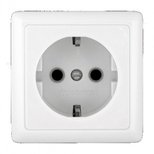 Розетка 1-м ОП Хит 16А IP20 250В с заземл. без защ. шторок бел. SE RA16-133-B