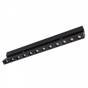 Светильник MAG-DOTS-FOLD-25-S400-12W Day4000 (BK, 30 deg, 24V) 034220, Светильник поворотный для магнитных треков шириной 25мм, 12Вт. Цвет свечения ДНЕВНОЙ 4000K, световой поток 800 лм, угол 30°, CRI>90. Корпус прямоугольный, металл, цвет черный, IP20. Размеры LxWxH 404x20x46мм. Входное напряжение DC24V, мощность 12Вт.
