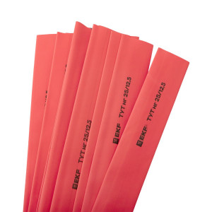 Термоусаживаемая трубка ТУТ нг 25/12,5 красная в отрезках по 1м PROxima tut-25-r-1m