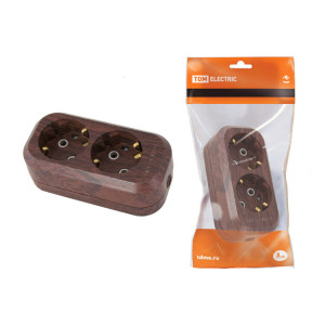 Колодка розеточная 2 гнезда 2П+З 16А 250В "Эко" (бук) SQ1806-0060