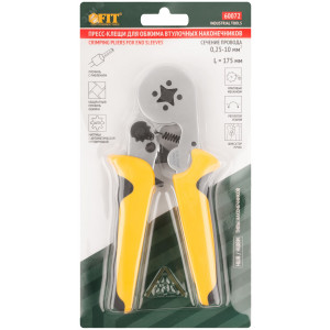 Пресс-клещи для обжима втулочных наконечников 0,25-10 мм, прорезиненные ручки 175 мм 60072