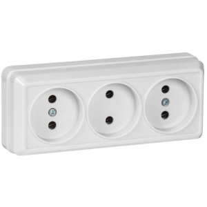 Розетка 3-м ОП Октава 10А IP20 без заземл. бел. ERO30-K01-10-DC