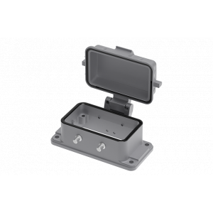 Открытое основание разъема S10B-BM-4B-MC, Основание разъема на панель, открытое, типоразмер 10B, с уплотнителем, с одной защелкой, с защитной крышкой, материал корпуса: алюминиевый сплав