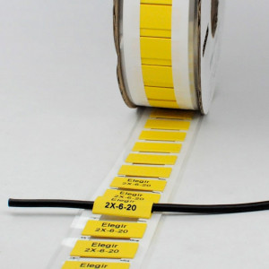Маркер плоский MFSS-2X-6-20-Y, Маркер термоусадочный, для маркировки и изоляции проводов и кабелей, длина 20 мм, диаметр провода: 3 - 6 мм, цвет желтый, для принтера: RT200, RT230, в упаковке 700 маркеров