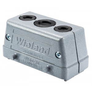 Крышка разъема 70.060.1628.0, Крышка разъема на кабель, типоразмер 16B, IT, без уплотнителя, 3 кабельных ввода с верхним расположением, без защелок (упоры для двух защелок), материал корпуса: алюминиевый сплав