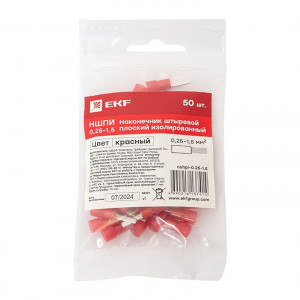 Наконечник штыревой плоский изолированный НШПИ 0.25-1.5 (уп 50шт) PROxima nshpi-0.25-1.5