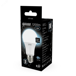 Лампа светодиодная Black 12Вт A60 грушевидная 4100К нейтр. бел. E27 1200лм 102502212