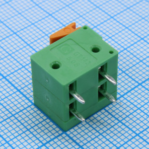 GT142R-5.08-02P-14-00, Нажимной безвинтовой клеммный блок 2 контакта. Зажим типа торцевой контакт. Серия GT142R-5.08