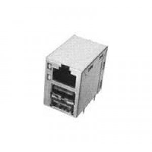 6116151-1, Модульные соединители / соединители Ethernet 8 POS RJ45/DUAL USB 2 X 1