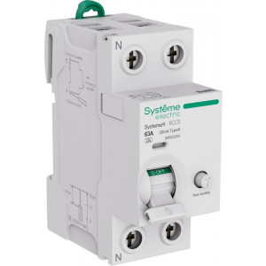 Выключатель дифференциального тока (ВДТ) 63A 2P 30мА Тип-A 230В Systeme9 S9R22263