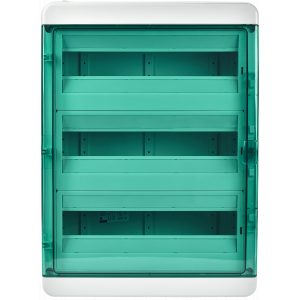 Корпус пластиковый навесной на 54 модуля КМПн-54 IP65 TEKFOR зеленая прозрачная дверь TF5-KP72-N-54-65-K03-K06